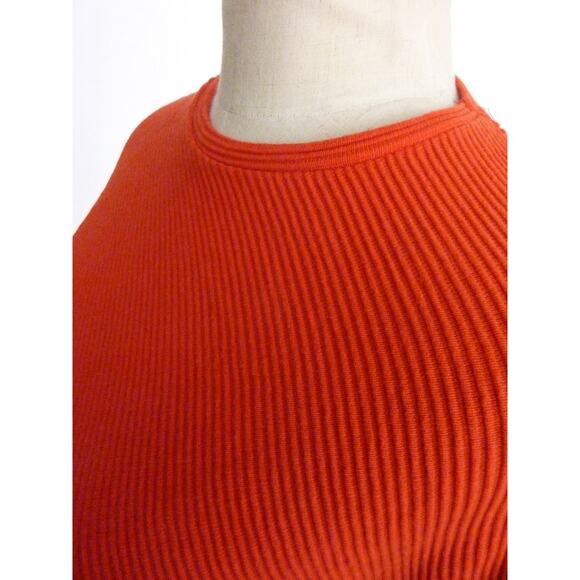 Zara Orange Diagonal Ribbed Textured Long Sleeve Top - Picture 5 of 7